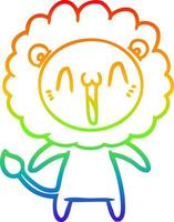 rainbow gradient line drawing happy cartoon lion vector