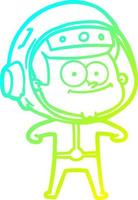 cold gradient line drawing happy astronaut cartoon vector