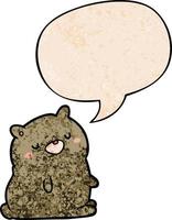 cute cartoon bear and speech bubble in retro texture style vector