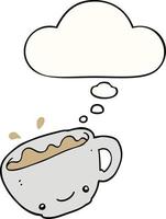 cartoon cup of coffee and thought bubble vector