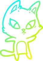 cold gradient line drawing confused cartoon cat vector