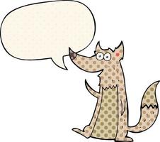 cartoon wolf and speech bubble in comic book style vector