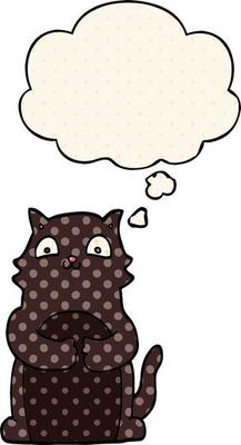 cartoon cat and thought bubble in comic book style