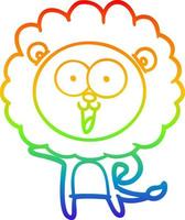 rainbow gradient line drawing happy cartoon lion vector