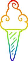 rainbow gradient line drawing cartoon ice cream vector