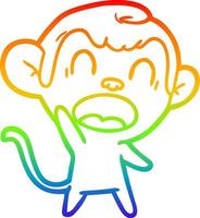 rainbow gradient line drawing shouting cartoon monkey vector