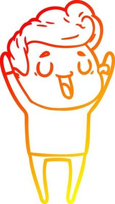 warm gradient line drawing happy cartoon man