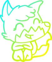 cold gradient line drawing happy cartoon fox vector