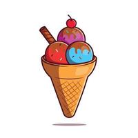 helado con cono y postre ilustración vectorial vector