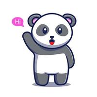 lindo panda agitando la mano ilustración vectorial vector