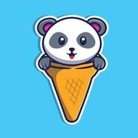 Cute panda in cone vector illustration