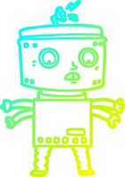 cold gradient line drawing cartoon robot vector