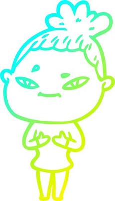 cold gradient line drawing cartoon woman