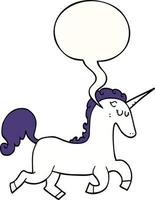 cartoon unicorn and speech bubble vector