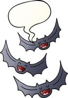 cartoon vampire bats and speech bubble in smooth gradient style vector