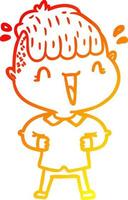 warm gradient line drawing cartoon happy boy surprised vector