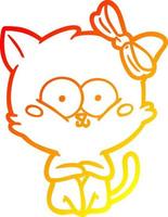 warm gradient line drawing cartoon cat vector