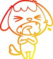 warm gradient line drawing cute cartoon dog vector