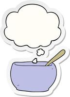 cartoon soup bowl and thought bubble as a printed sticker vector