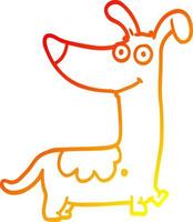 warm gradient line drawing cartoon dog vector