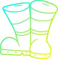 dibujos animados de botas de agua de dibujo de línea de gradiente frío vector