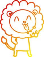 warm gradient line drawing happy cartoon lion vector
