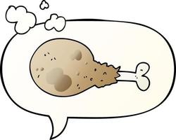 cartoon cooked chicken leg and speech bubble in smooth gradient style vector