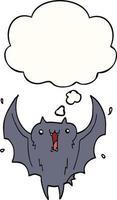 cartoon happy vampire bat and thought bubble vector