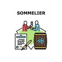 sommelier degustación de vino concepto ilustración en color vector