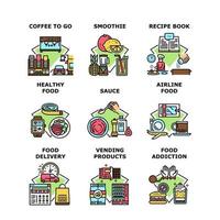 Food Addiction Set Icons Vector Illustrations