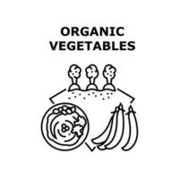 Organic Vegetables Concept Black Illustration vector