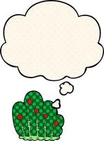 cartoon hedge and thought bubble in comic book style vector