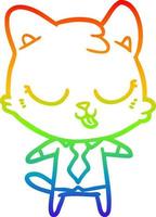 rainbow gradient line drawing cartoon business cat vector