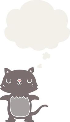 cartoon cat and thought bubble in retro style