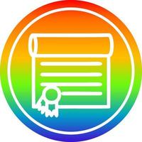 certificado de diploma circular en el espectro del arco iris vector