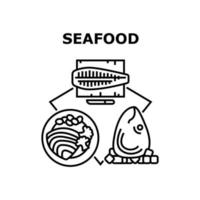 Seafood Dish Vector Concept Black Illustration