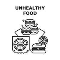 Unhealthy Food Vector Concept Black Illustration