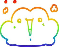 rainbow gradient line drawing cute cartoon cloud vector