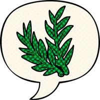 cartoon plant and speech bubble in comic book style vector