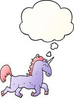 cartoon unicorn and thought bubble in smooth gradient style vector
