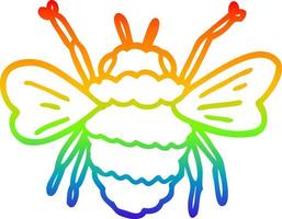 rainbow gradient line drawing cartoon bee vector