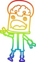 rainbow gradient line drawing cartoon robot vector