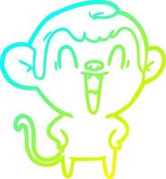 cold gradient line drawing cartoon laughing monkey vector