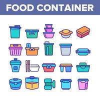 Food Container Package Collection Icons Set Vector