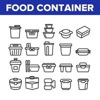 Food Container Package Collection Icons Set Vector