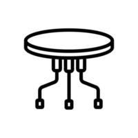 portable on casters round table with three pillars icon vector outline illustration