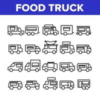 Food Truck Transport Collection Icons Set Vector