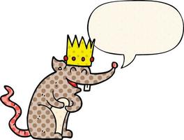 cartoon rat king laughing and speech bubble in comic book style vector