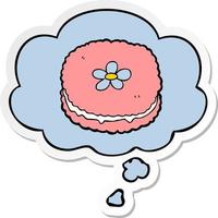 cartoon biscuit and thought bubble as a printed sticker vector