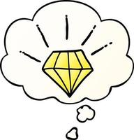 cartoon tattoo diamond and thought bubble in smooth gradient style vector